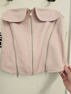 HYFVE Soft Pink Zip-Front Tube Top SZ XS